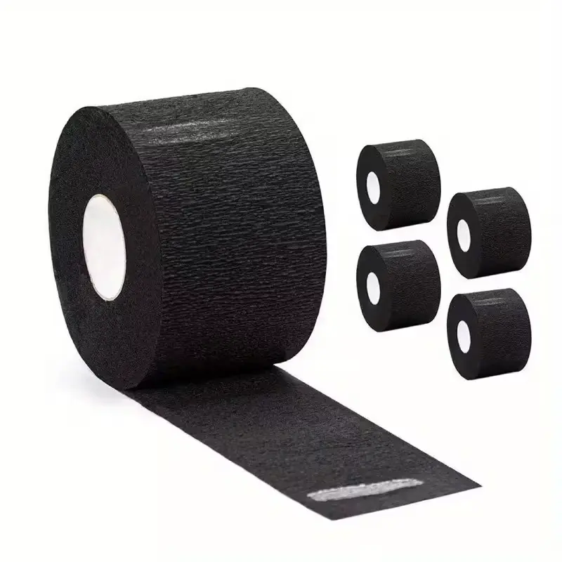 Professional Disposable Paper Barber Neck Strips - 5 Rolls (500 Strips), Black Stretchy Barber Equipment for Salon Haircut Styling, Haircare Tools, Clean, Fit, Tidy, Material, Stretchy Paper, Salon Use