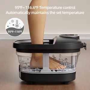 NEW Halloween Gifts Foot Spa Bath Massager with Heating Function, Foldable Foot Massager Spa Bathtub with Air Bubbles, Red Light, Pumice Stone and Shiatsu Massage Roller, Foot Spa Relaxer, Gift for Women, Essential Travel Accessories Set