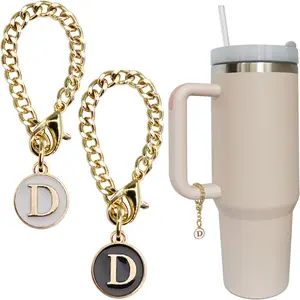 Letter Charm Accessories for Stanley Cup 2PCS Initial Name ID Personalized Handle Charm for Stanley Tumbler Stainless Steel Mug DIY
