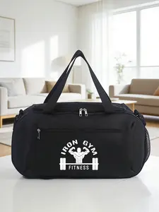 IRON GYM Print Fitness Sports Bag, Large Capacity Waterproof Hand & Crossbody Bag, Gym Training Bag, Travel Storage Bag