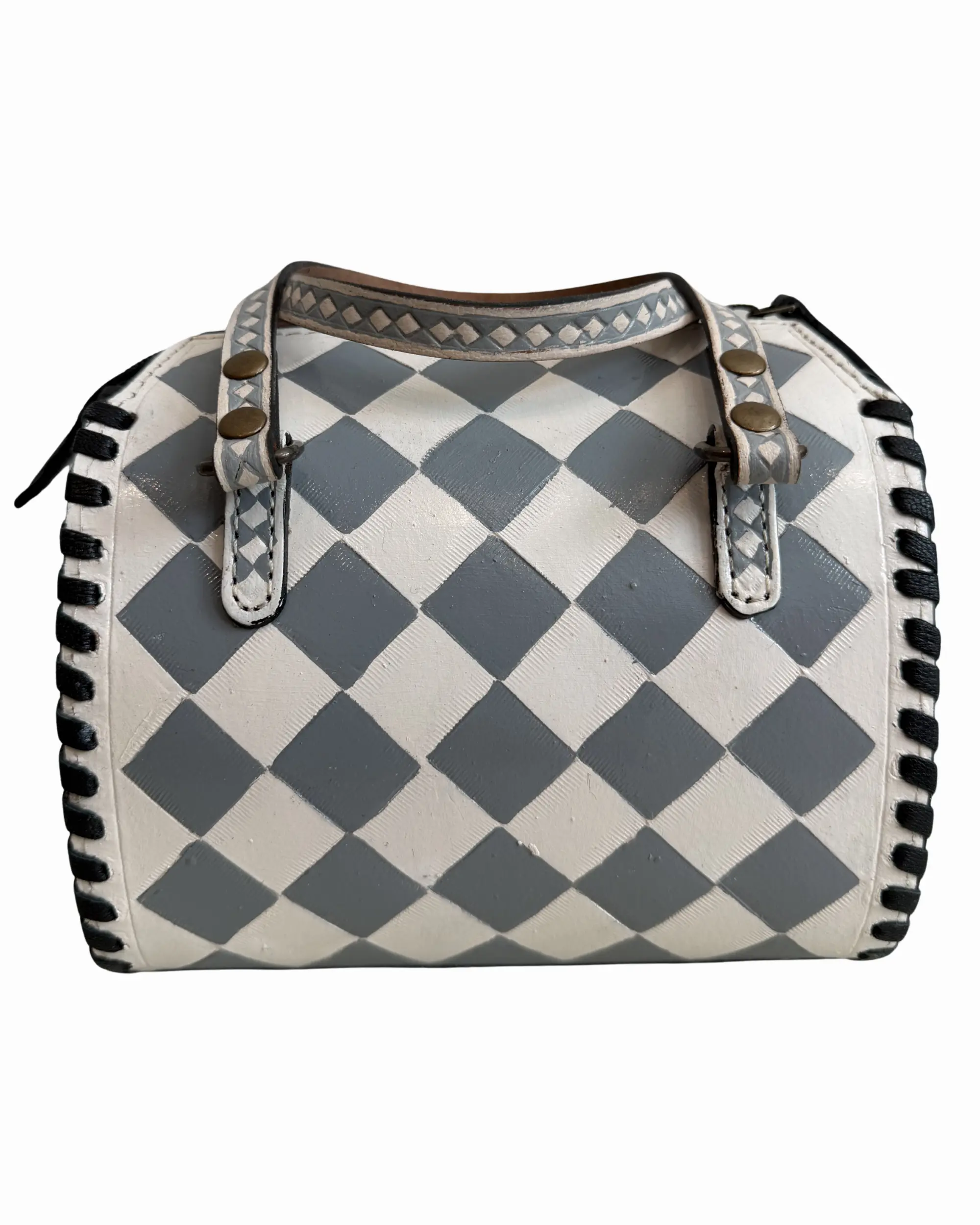 Gray Checkered Speedy Crossbody Bag - Extra Small
