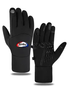 Black Touchscreen Winter Gloves with Fairtex Logo Printed Design for Outdoor Sports and Cycling Use  Perfect for Men and Women  Ideal Christmas and Holiday Gift for Fitness Enthusiasts  Outdoor Adventurers  and Cold Weather Protection  Durable NonSlip