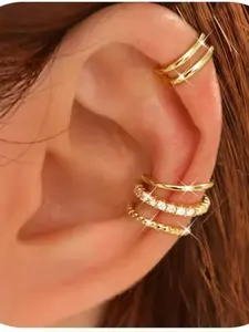Set of women's ear buckle earrings, non-pierced gold-plated ear buckle, suitable for non-pierced ear holes, clip-on cartilage earrings, exquisite imitation earrings