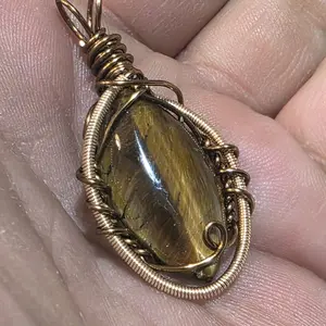 Tigers Eye Hand Wire Wrapped Pendant with an 18" Black Cord Perfect for Any Occasion Elegant Jewelry Gift