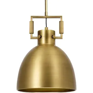 1 - Light Industrial Pendant Light with Brass Dome Lampshade for Kitchen Island(Bulb Included)