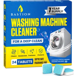 Bastion Washing Machine Cleaner, Deodorizer, & Descaler - 24 pack (One Year Supply)