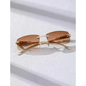 Men Square Rimless Fashion Glasses