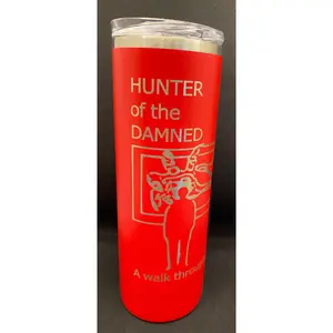 RED Tumbler, 20oz Laser Engraved, comes with 2 straws and a straw cleaning wand.