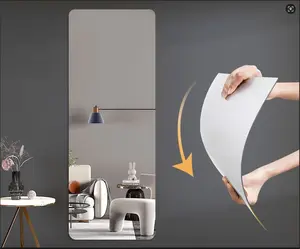 Acrylic Full Length Dressing Mirror Self Adhesive Wall Mounted Non-Drilling Mirror for Bedroom Living Room Dropshipping Available