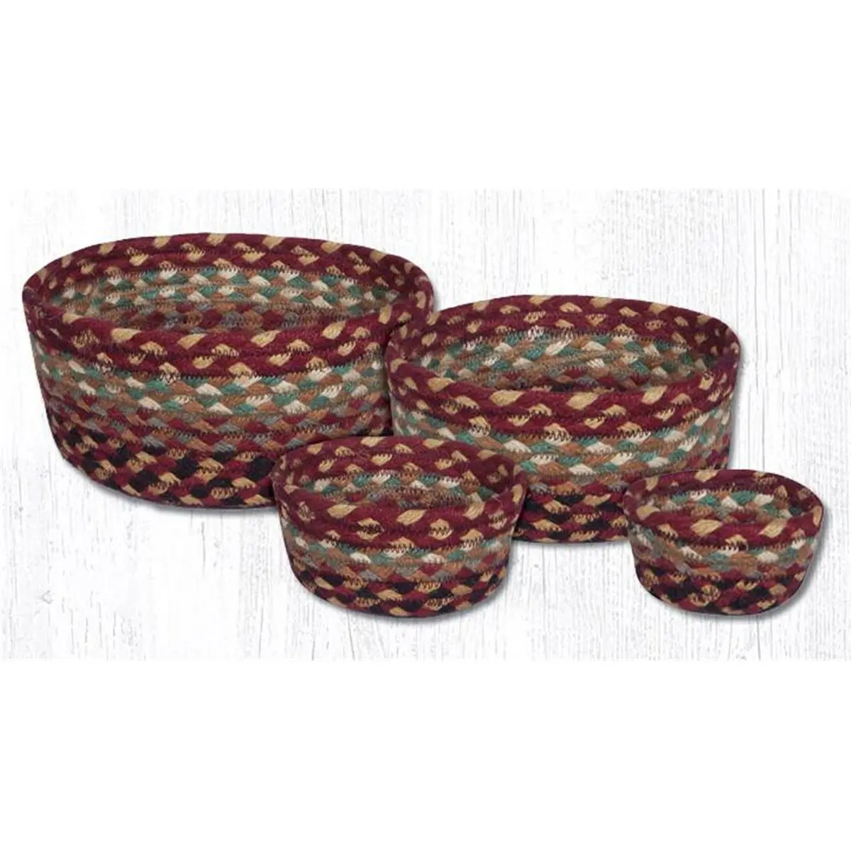 Capitol Importing 36-CB357 4-Piece Braided Casserole Basket Set - Burgundy, Gray & Cream, Organiser, Storage Solution for Kitchen & Home, 1.5 qt, 16 oz, Clean with Mild Soap and Water, Storage Baskets, Baskets For Organizing
