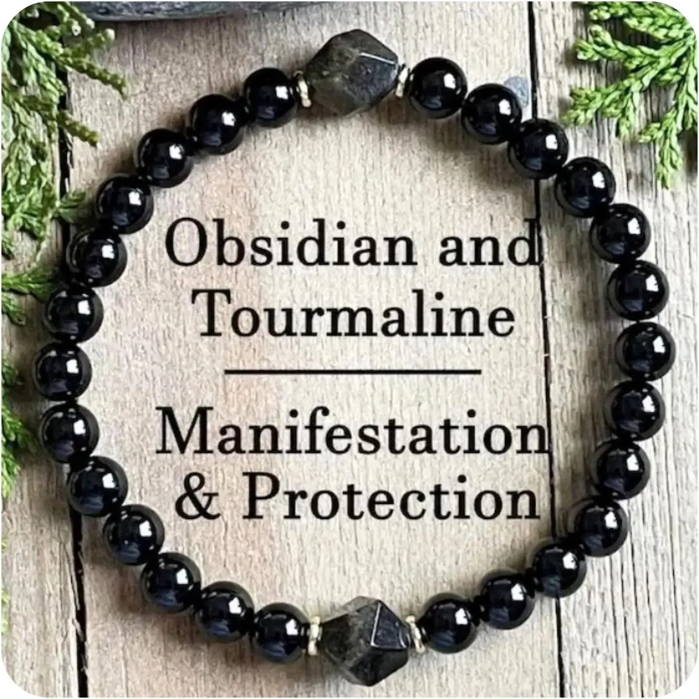 Obsidian & Black Tourmaline Bracelet, Manifestation & Protection Jewelry for Men & Women, Gifts for Christmas, Valentine’s, Birthdays, Anniversary Stocking Stuffers for Men and Women