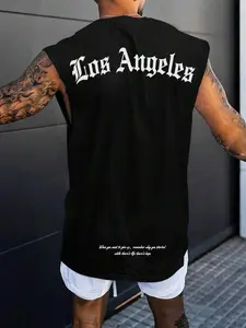Men's Los Angeles Letter Print Sleeveless Graphic Tank Top, Street Fashion Casual Loose Tank Top for Summer, Men's Top for Daily Wear, Tshirt