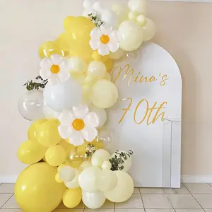 125pcs Yellow White Latex Balloons Daisy Balloon Garland Arch Set Easy Setup for Birthday, Wedding, Anniversary, Babyshower Spring Summer Party Decoration Balloon Arch Kit