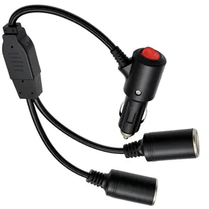 36cm Cigarette Lighter Splitter, Dual Adapters for Cars, 12V-24v, On/off Switch, Overload Protection, Extension Cord 15a Fuses