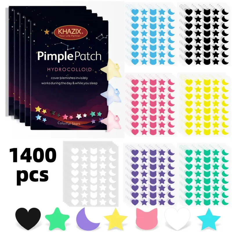 1,400 Pcs Hydrocolloid Acne Pimple Patches, Acne Patches for Face, Facial Skin Care Essential for Acne, Swollen Blemish Care and Effective Acne Removal and Clearing Solution
