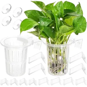 2026 New Upgraded Large Aquarium Plant Holder with 1.57-inch Extension Hooks and Suction Cups for Fish Tank Aquaponic Plant Cultivation and Aquascape Accessories Decorations (2 PCS) Transparent