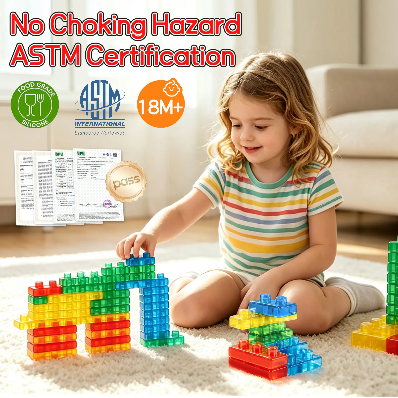 Aomosin Jelly Blocks, Squishy Multi-color Stacking Building Blocks Toy, Non-toxic Sensory Play School use, Safe Squeezable & Stretchable Stress-Relief , Jelly Blocks for Kids Early learning Preschool STEM ADHD-Relief Creative Construction Bath Toy Age 3+