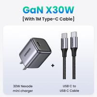 30W Gray Charger+Type-C Cable(3.3 FT )