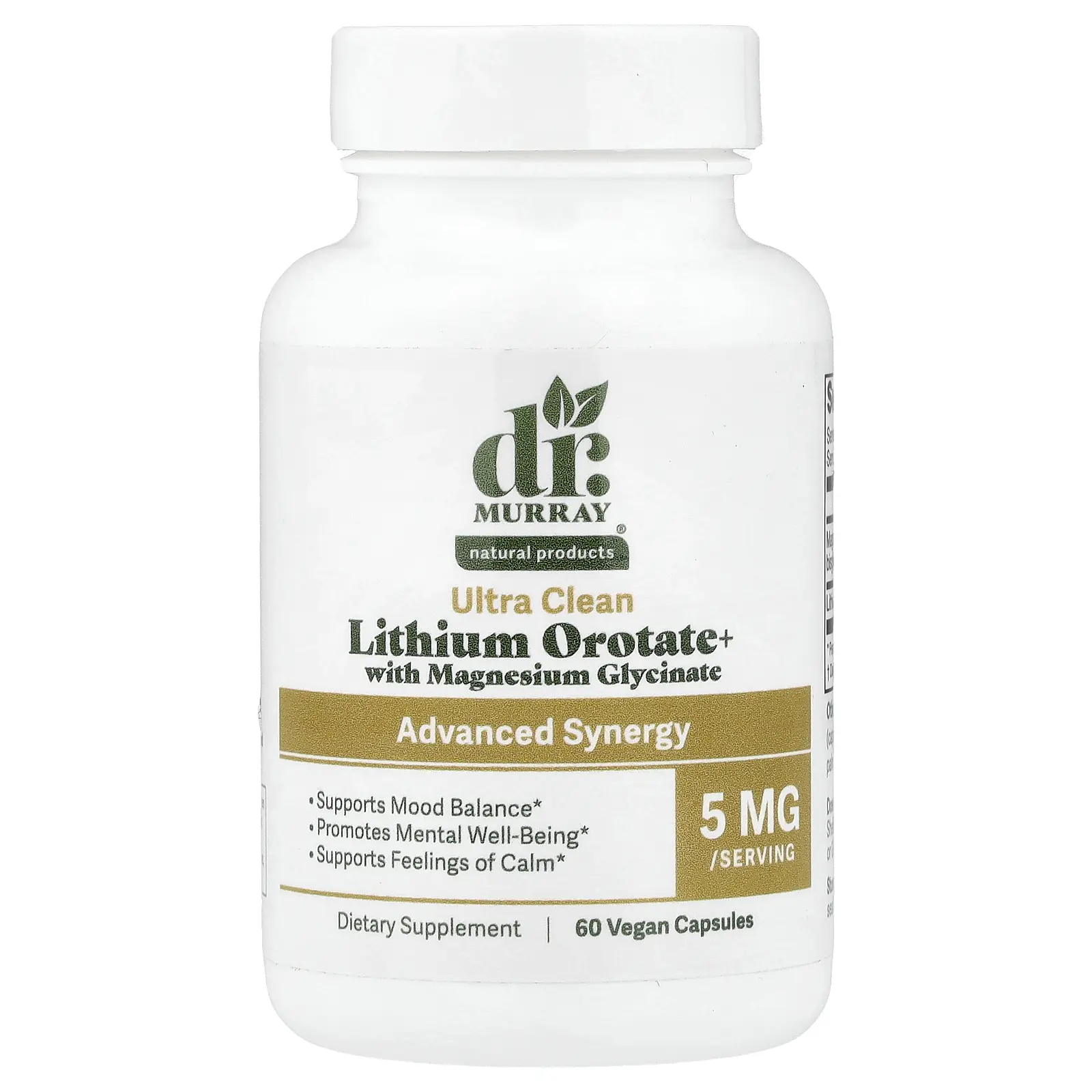 Dr. Murray's Lithium Orotate+ With Magnesium Glycinate, 60 Vegan Capsules