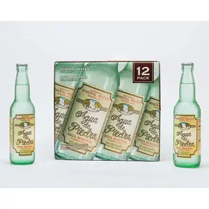 Agua de Piedra Sparkling Water 12-Pack 12oz (355ml) - Natural Mineral Flavor - Beverage Cristal Bottles