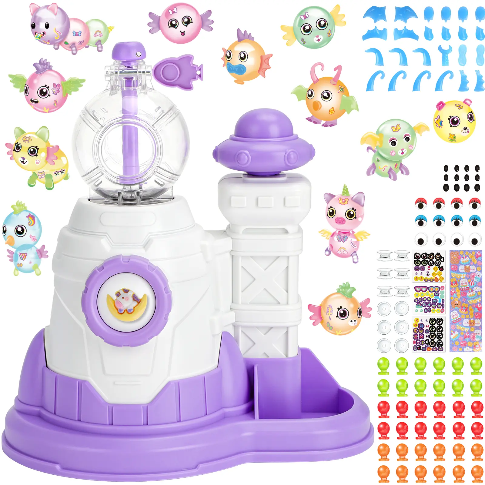 DIY Magic Balloon Craft Kit, Make Your Own Magic Balloon, Arts & Crafts for 3 4 5 6 7 8 9 10 11 12 Year Boys and Girls, DIY Sticky Balloon with Pump, Squishy Balloons Maker,(Purple)