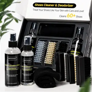 Shoe Cleaner Kit for Sneaker, Canvas, Mesh, Nubuck, Leather, Suede Cleaner, Safe 10X Potent Cleaning Kit, with Shoe Deodorizer Formula Spray for Shoe Odor Elimination, 3 Brushes, Microfiber