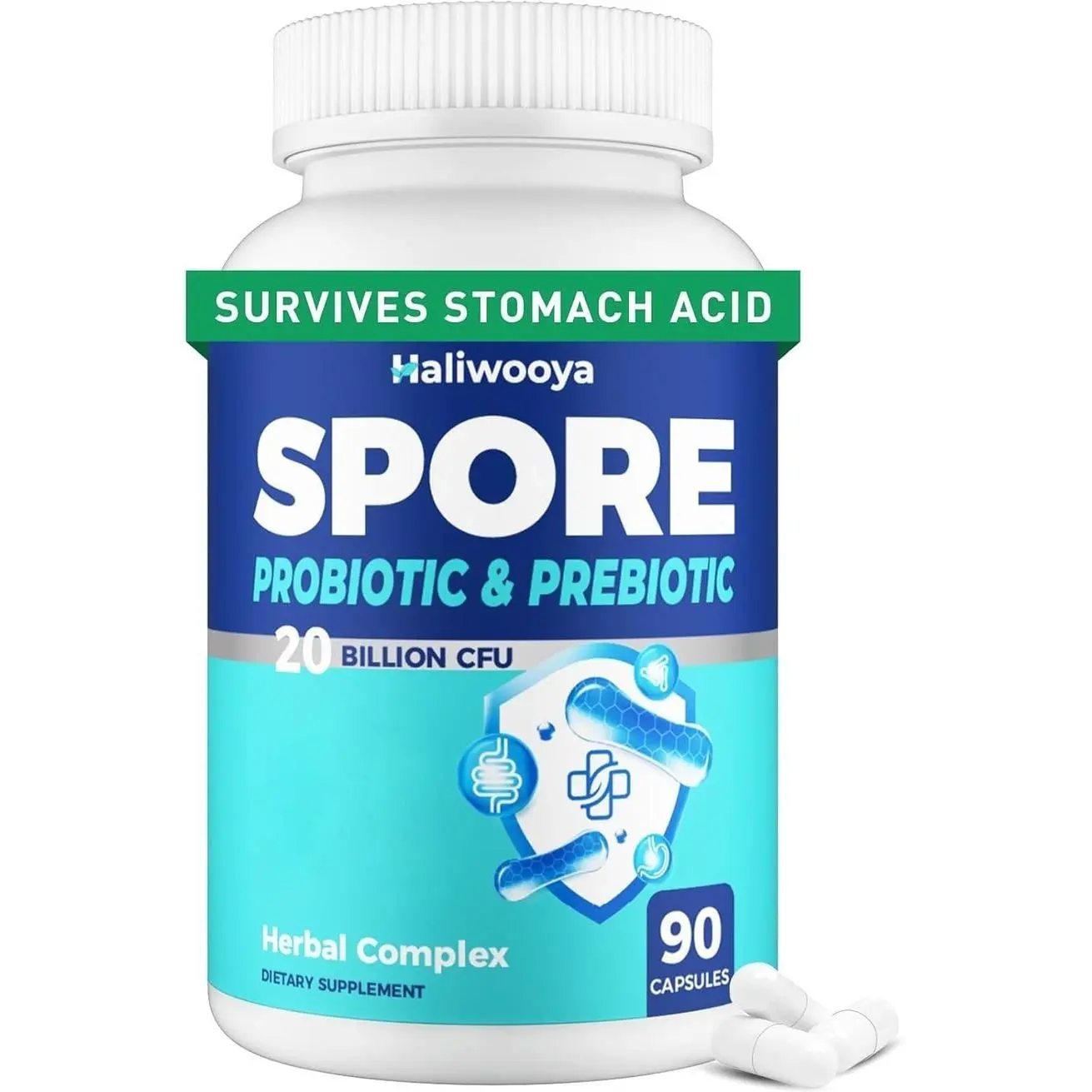 100% Spore Probiotic, 20 Billion CFU Spore Based Probiotics for Women & Men, No Refrigeration & Vegan, 90 Capsules