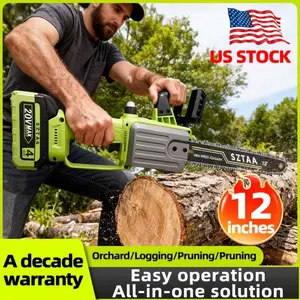 12" Cordless Brushless Chainsaw, Auto Oiling & Safety Lock, Portable Electric Saw for Woodworking Gardening, Men Gift for Valentine's Day