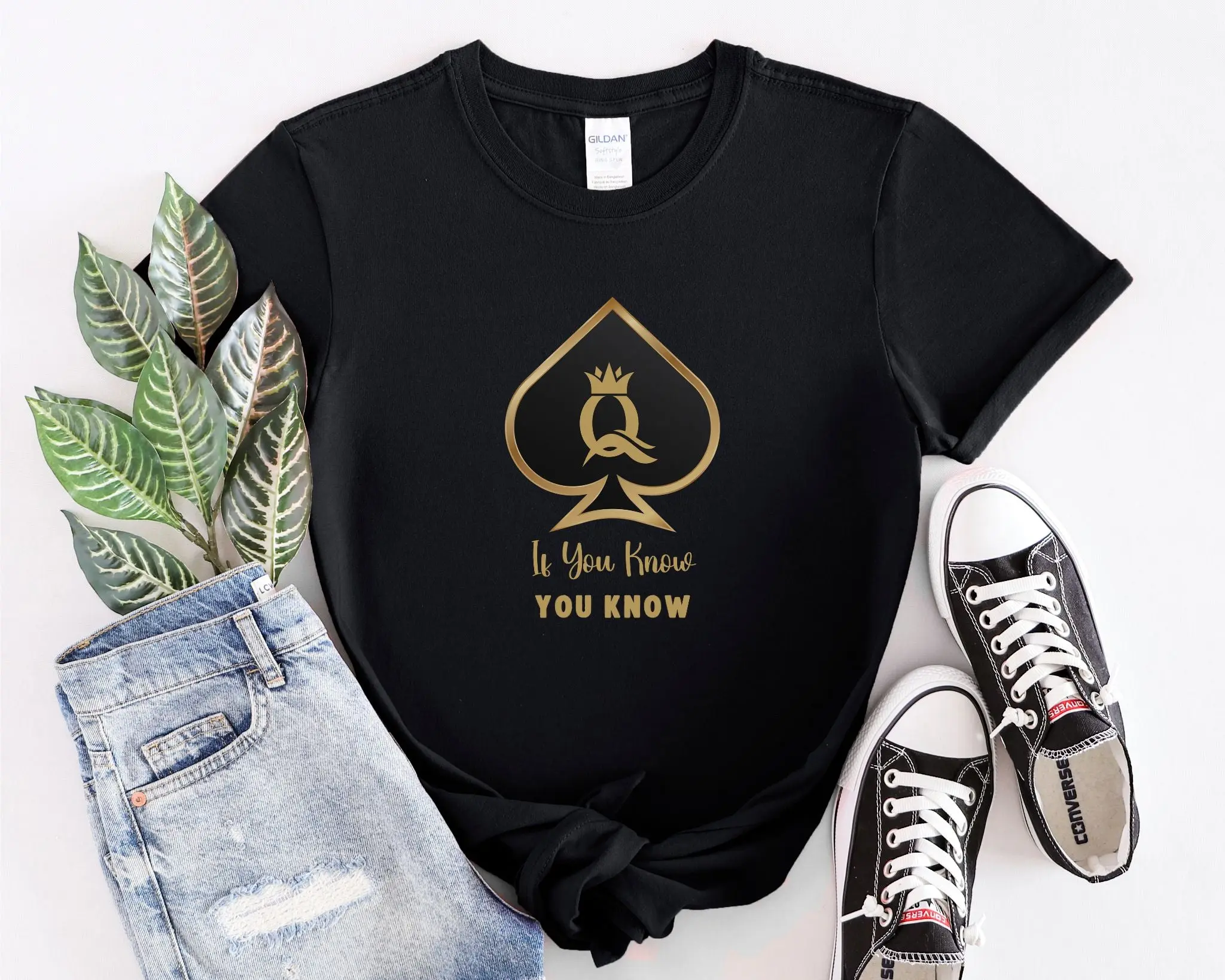 Queen of Spadez-If You Know You Know Women's Short Sleeve , Funny T-shirts, Dark Humor, Gift for girlfriend, Gift for Her Cotton Fabric