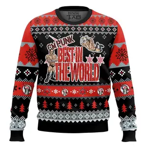 CM Punk WWE Ugly Sweater Retro Trendy Ugly Sweater, Sweater Lover Gift For Dad Gift For Mom Outfit For Family Holiday