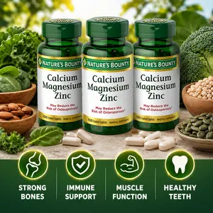 Calcium Magnesium & Zinc Caplets with Vitamin D, Supports Bone, Immune & Muscle Health, Daily Mineral Supplement, Gluten Free, 100 Caplets