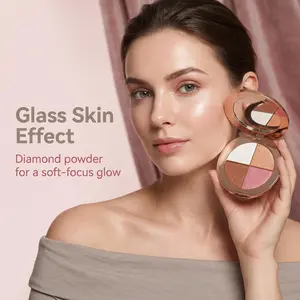 1 piece of 4-color high gloss grooming plate Powder, suitable for eyebrow bones, cheekbones, eye heads, and eyelids, creating a "filter grade" water gloss skin