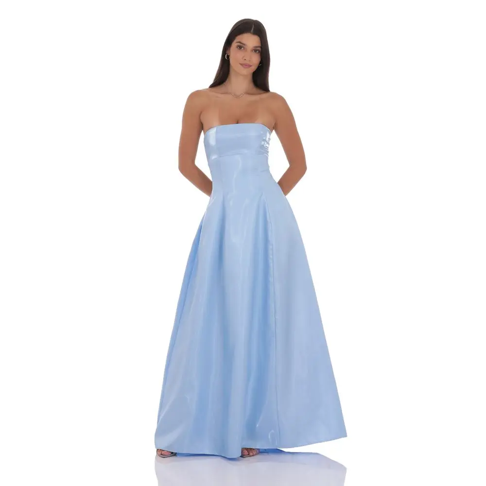 Sheen Empire Waist Maxi Dress in Blue
