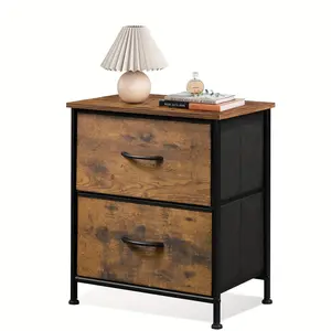 Nightstand Small Dresser, 2 Drawer Bedside Table with Wooden Top & Removable Fabric Storage Bins, Compact End Table Night Stand for Bedroom, Closet, Entryway, College Dorm, Rustic Brown tiktokshopspringglowup