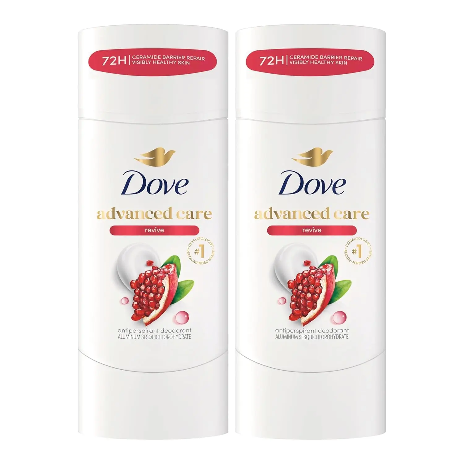 Dove Advanced Care Antiperspirant Deodorant for Women, 2.6 oz (2 Pack) | 72H Sweat & Odor Protection, Pro-Ceramide Technology, Kind to Skin, Alcohol Free, Scent: Revive