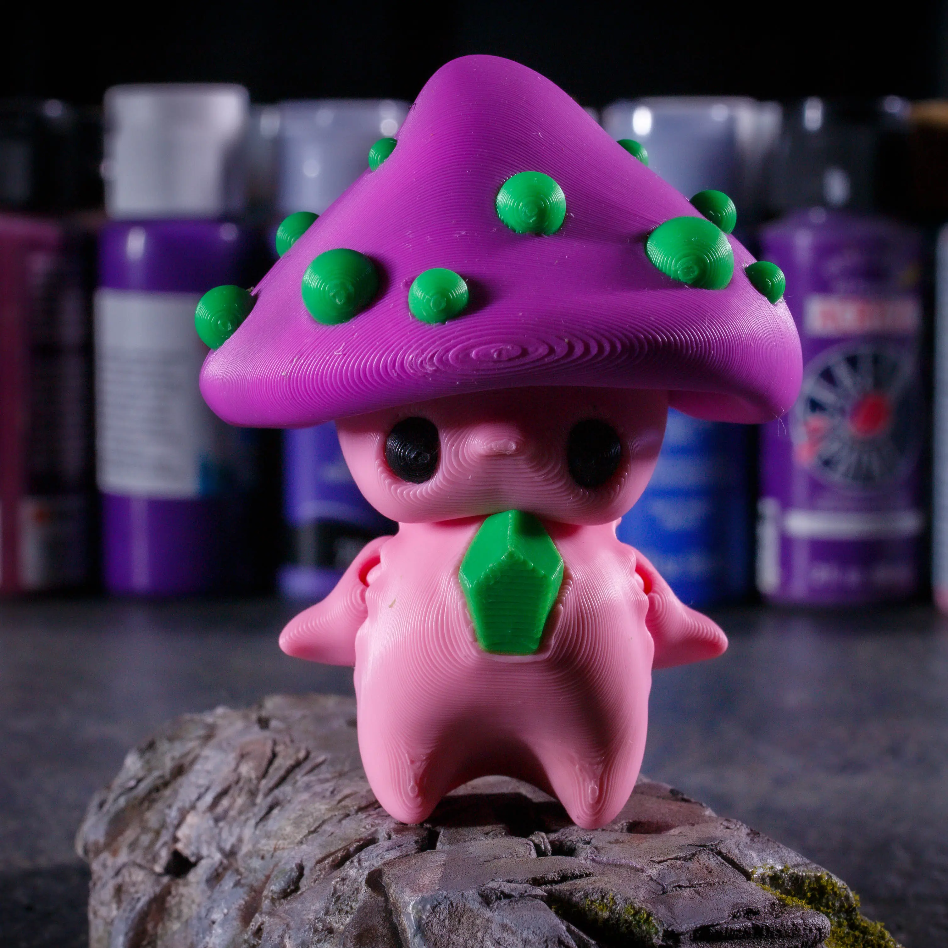 3D printed articulated mushroom pixie flexi fidget sensory toy for adhd- the perfect artistic desk companion and room decor and gift