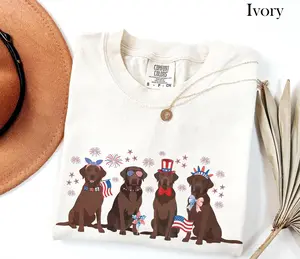 Comfort Colors USA Chocolate Lab Shirt, Labrador Retriever Fourth of July Tshirt, Dog 4th of July Lab Mom Tee Brown Lab Retriever Mama Gift Cotton Fit