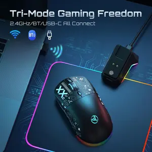 Wireless Mouse,BT/2.4G/wired Tri-Mode Mouse ,RGB Magnetic charging dock Gaming Mouse