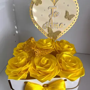 Eternal roses bouquet ,arreglo de rosas amarillas,regalo para ella