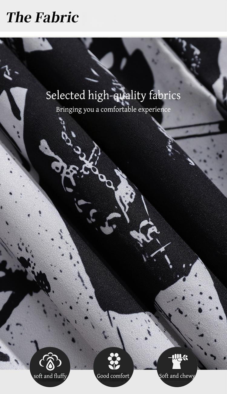 Artistic ink printing casual pants men's loose hanging high street pants black and white graffiti trend straight pants