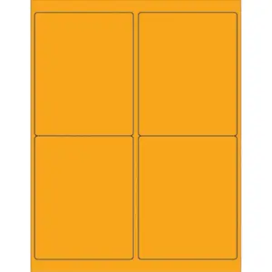 Box Partners  4 x 5 in. Fluorescent Orange Rectangle Laser Labels - Pack of 400