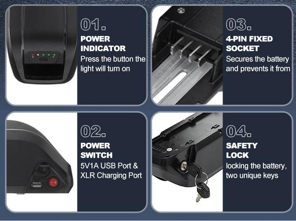48V 15Ah Ebike Battery, Lithium Ion Battery Pack for 250W 500W 750W 1000W 1200W 1500W Electric Bicycle Motor, High Capacity 48 Volt Battery with 30A BMS and 2A Charger, XT60 Connector