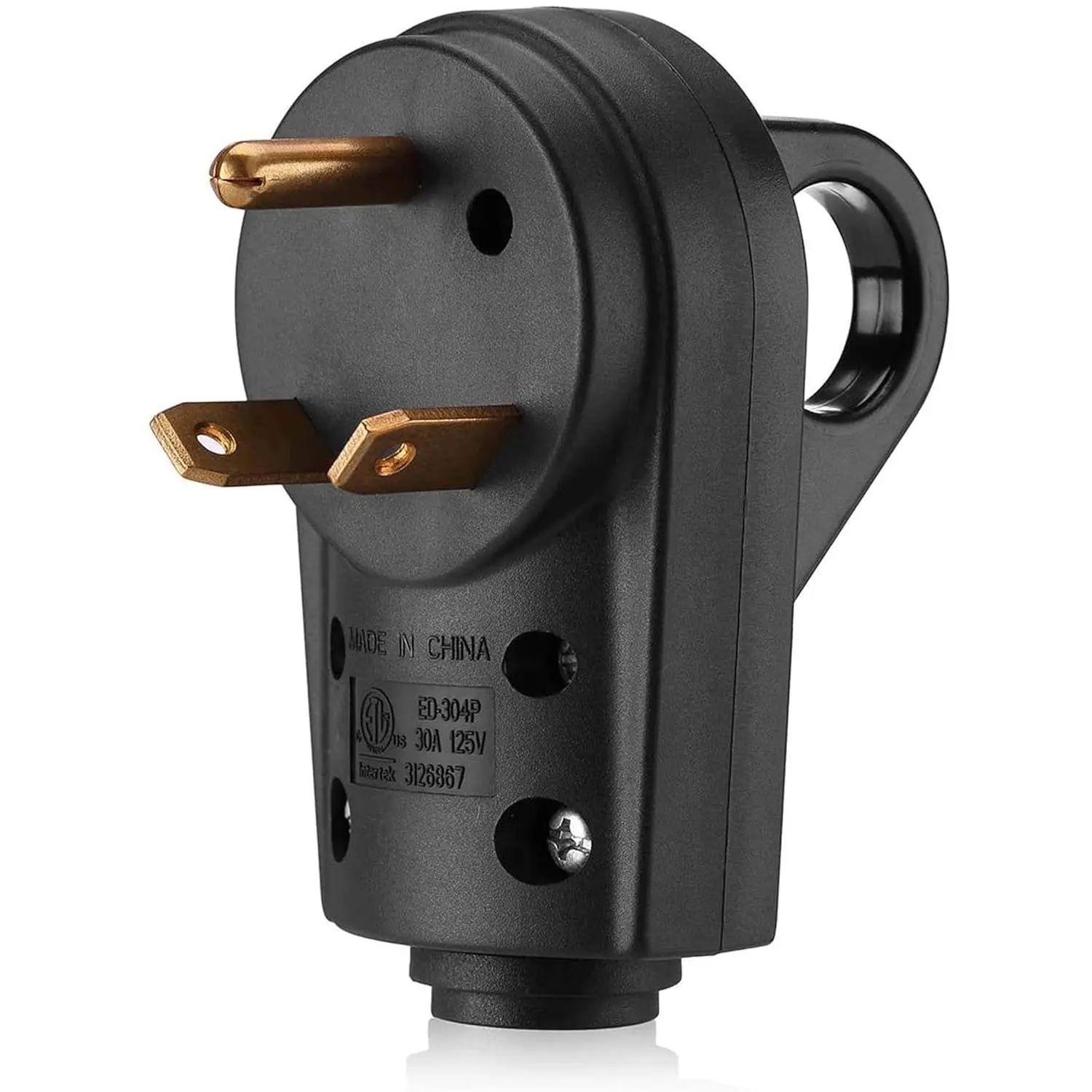 30AMP RV Camper 5th Wheel Trailer Replacement Male Plug - ETL Certified, Easy Unplug Design, Compatible with 10AWG/3C Extension Cords & Female Plugs
