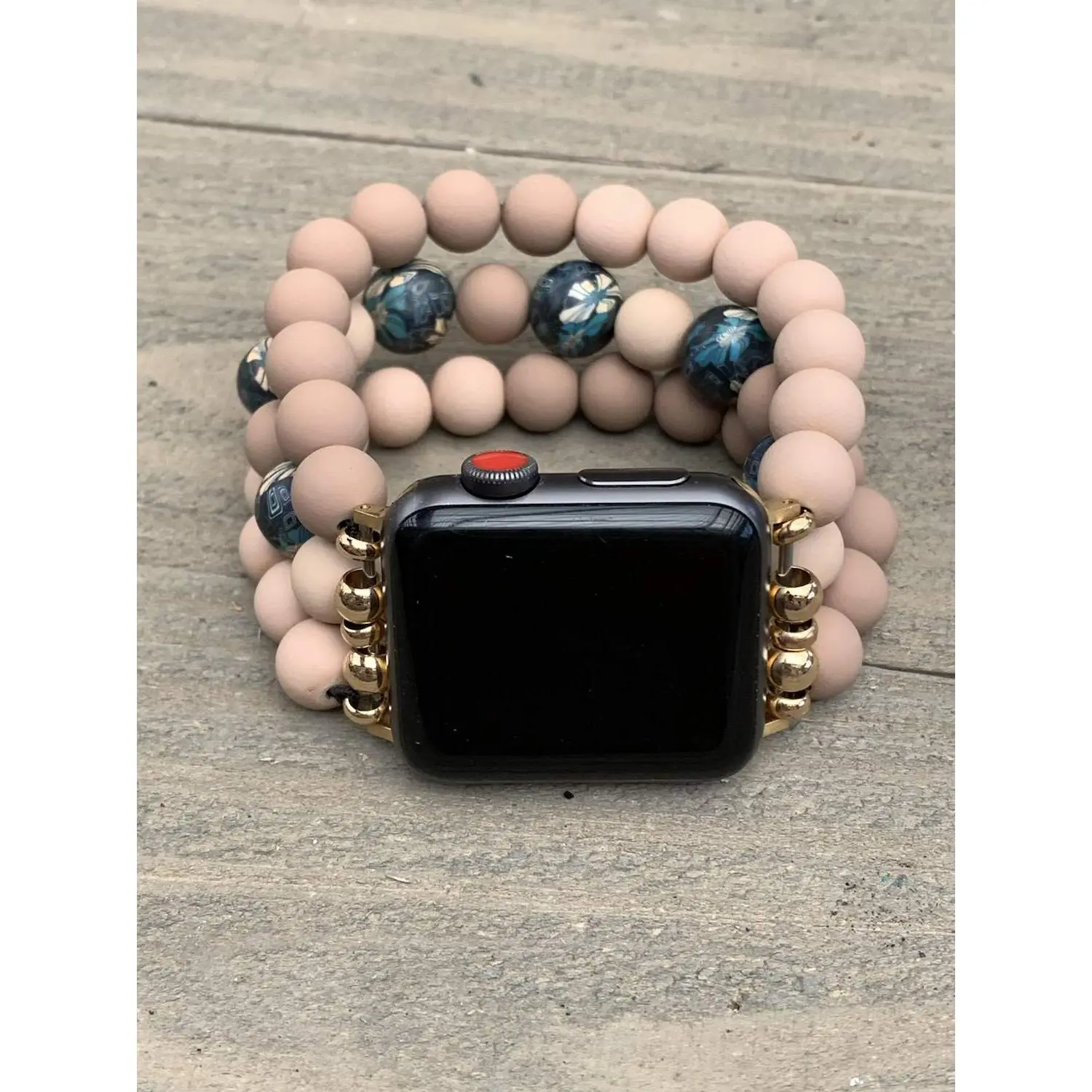 Rose Polymer Clay Beaded Stretch Smart Watch Band