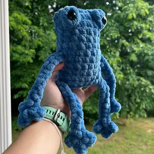 Hand Crocheted Blue XL Leggy Frog