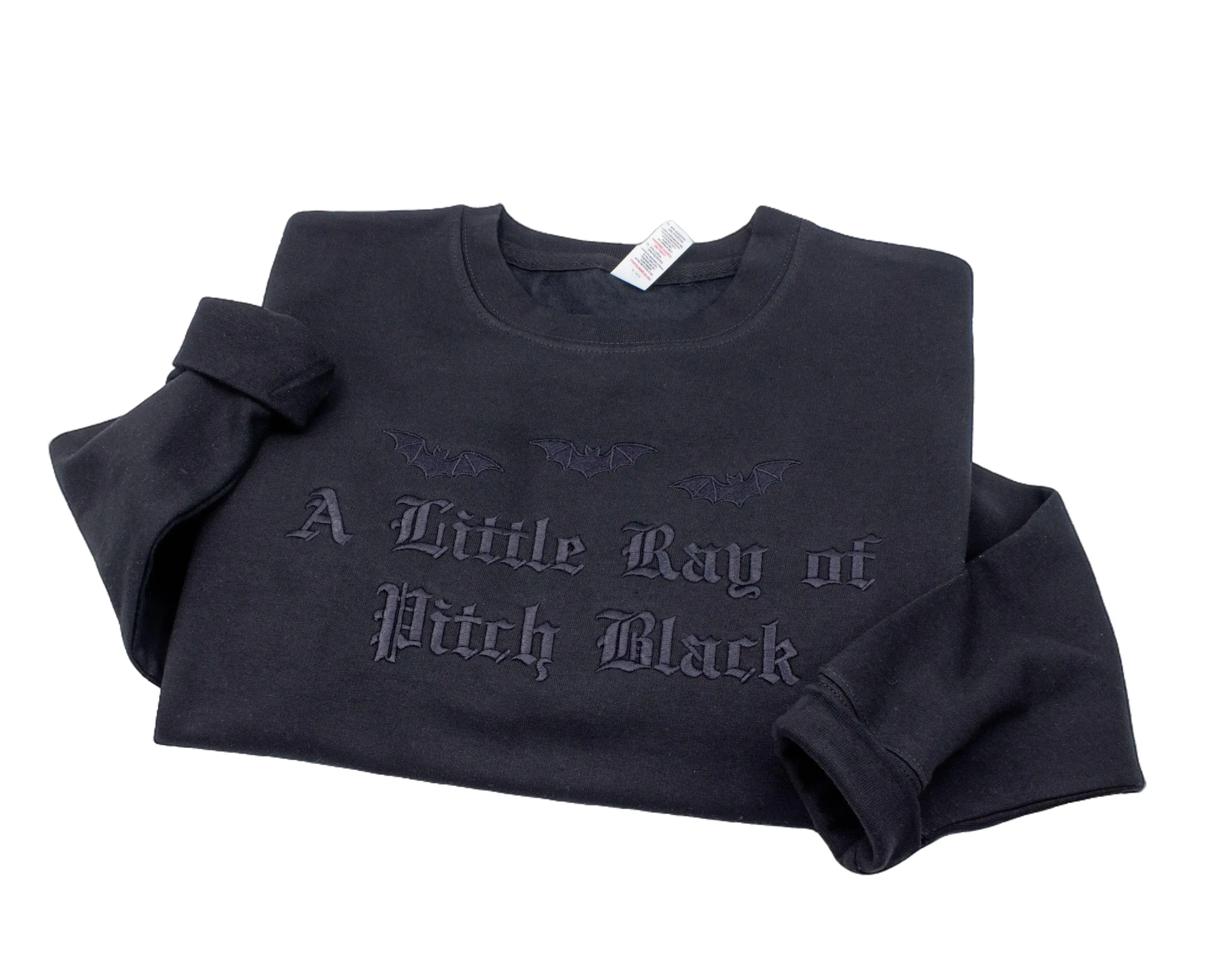 A Little Ray of Pitch Black Embroidered Sweatshirt - Funny Dark Humor Goth Hoodie, Cozy Alt Crewneck