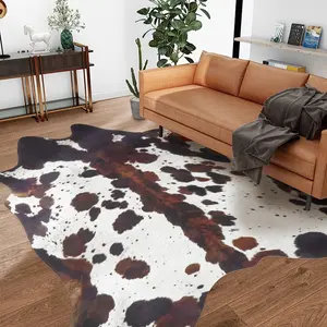 SUNCOWLLY Cowhide RugFaux Cowhide Rug Cow Print Rug Cow Rug Cow Hide Rug Animal Cow Print Rug for Living Room/Bedroom/Fireplace Area Rug (Western Cowhide 10x8 FT)