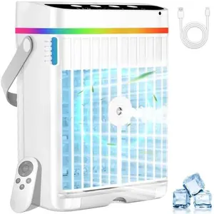 Portable Air Conditioners,1200ML Cooling fan Mini Air Conditioner with Remote Control,3 Wind Speed & 7 LED Light,3 Cool Mist& 1-3H Timer,Personal Air Conditioner Evaporative Air Cooler for Room/Office