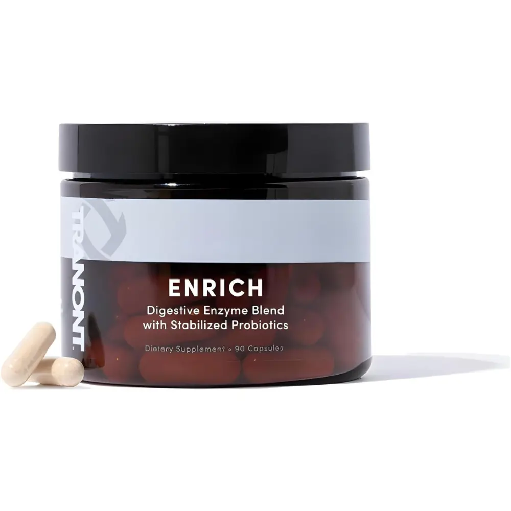 Tranont Enrich Digestive Enzymes & Probiotic Blend | 90 Capsules | Optimal Gut Health, Digestion Support & Nutrient Absorption-Sugar Free, Prebiotics & Probiotics for Men & Women, Unbloat Supplement