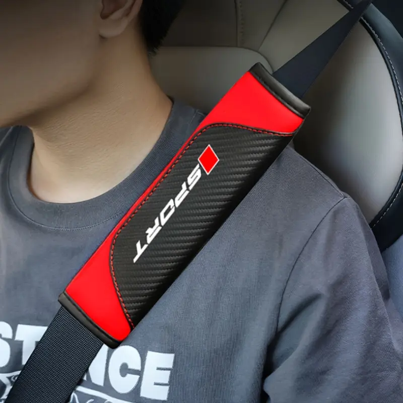 2pcs Universal Car Seat Belt Shoulder Cover, PU Leather Safetybelt Protective Cover Carbon Fiber Style Shoulder Protection, Auto Interior Accessories Decorations, Interior Accessories For Car, Car Accessory